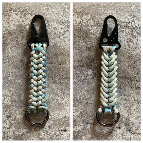 Paracord Keychain North Carolina Blue Grey NEW Handmade USA Unisex - Picture 1 of 10